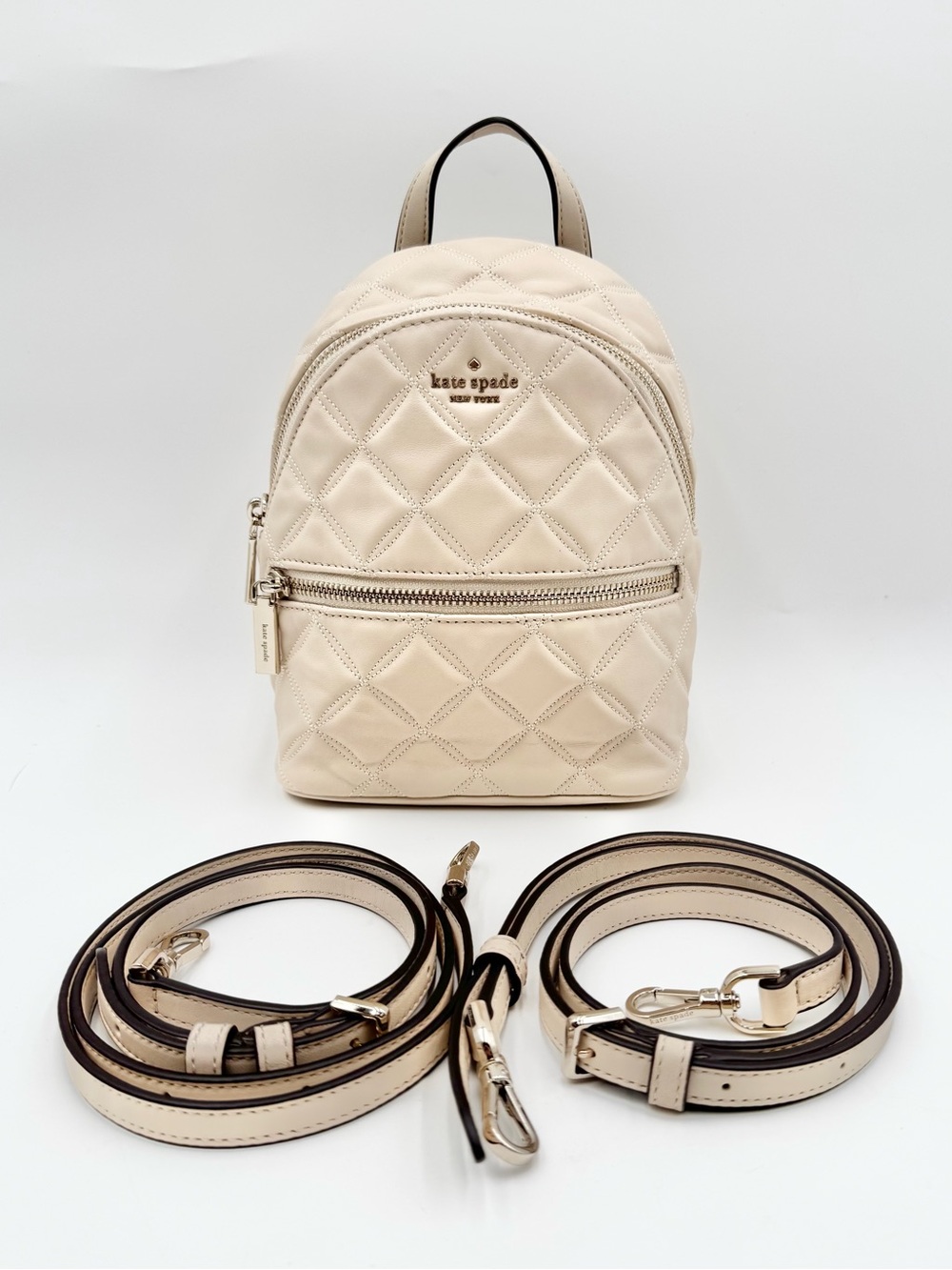 kate spade Cream Quilted Mini Backpack with Gold Hardware